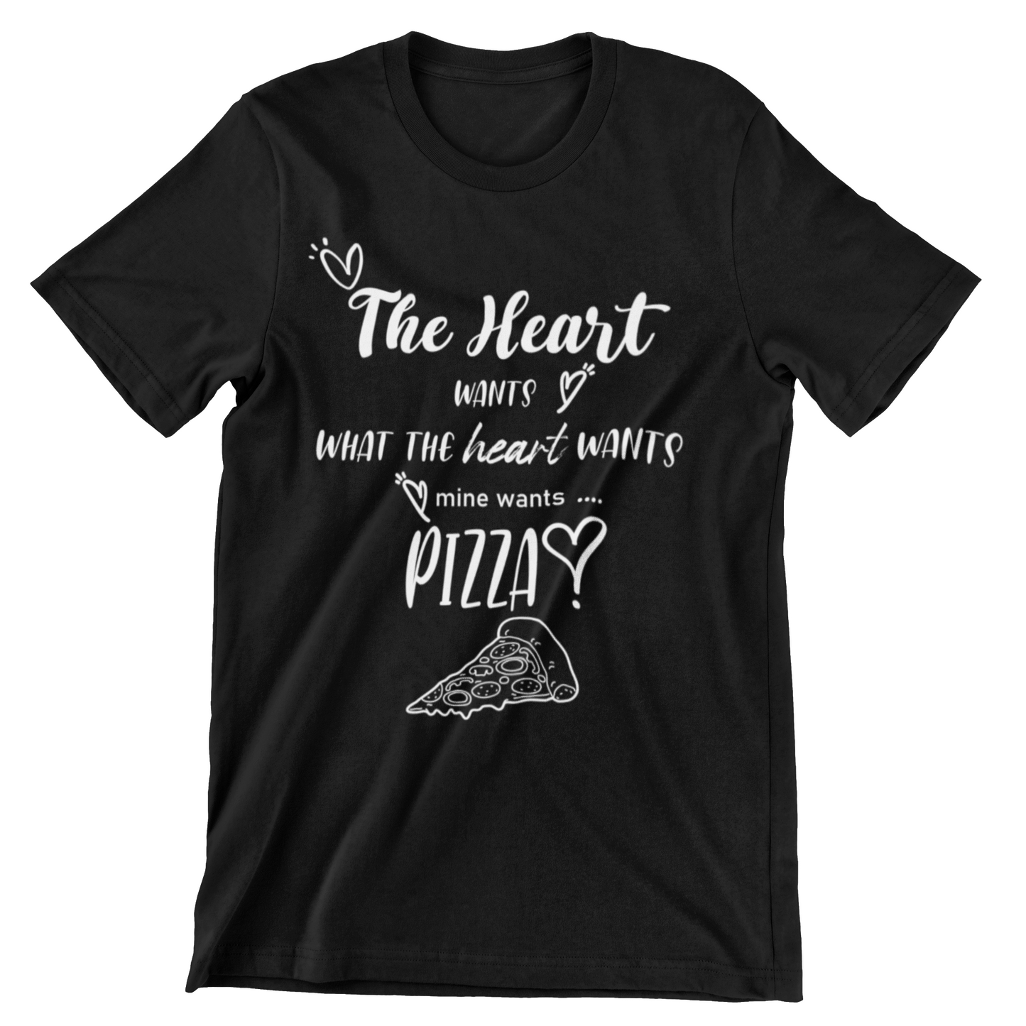 Heart Wants Pizza Crew Neck T-Shirt