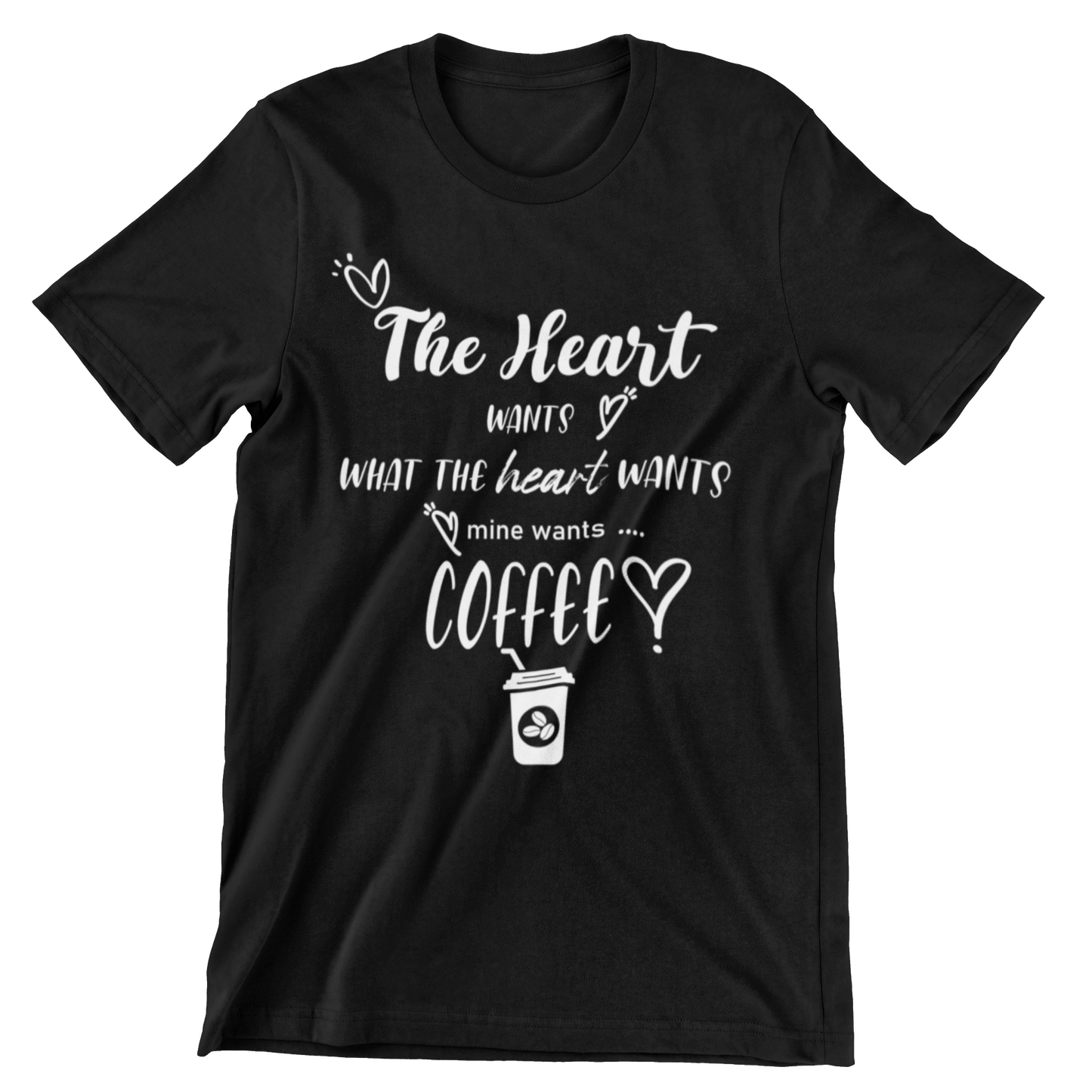 Heart Wants Coffee Crew Neck T-Shirt