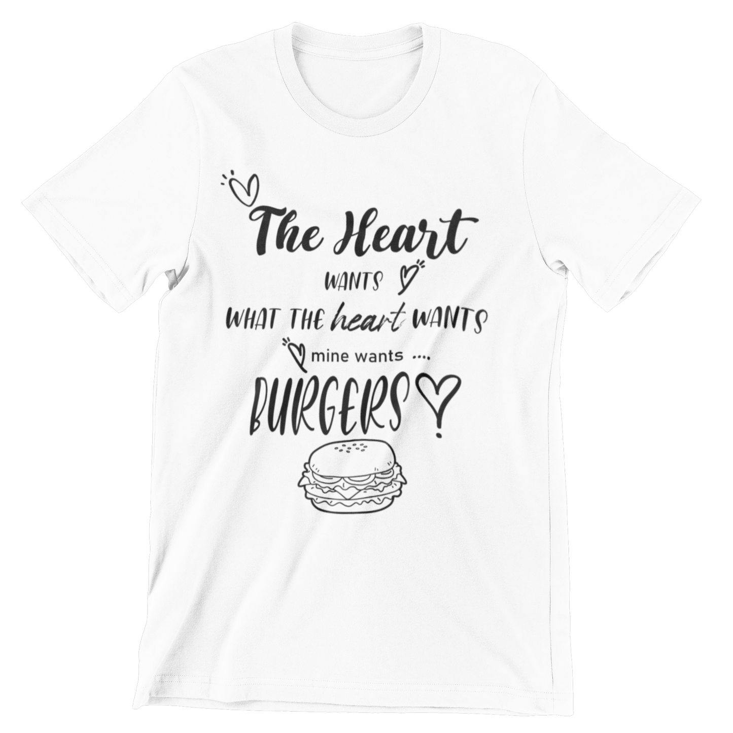 Heart Wants Burgers Crew Neck T-Shirt